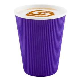 12 oz Royal Purple Paper Coffee Cup - Ripple Wall - 3 1/2" x 3 1/2" x 4 1/4" - 500 count box