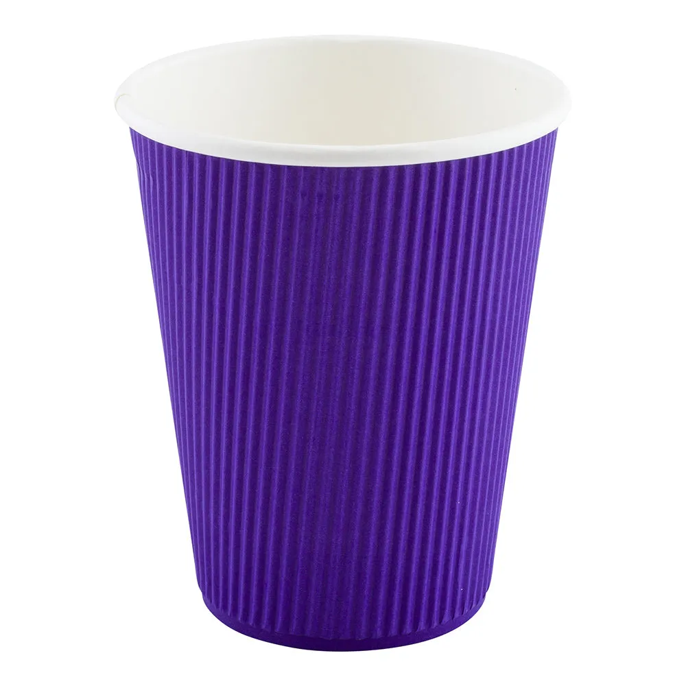 12 oz Royal Purple Paper Coffee Cup - Ripple Wall - 3 1/2" x 3 1/2" x 4 1/4" - 500 count box