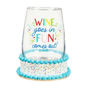 17 OZ Wine Glass with Coaster Base, Wine Goes In,3wgs001