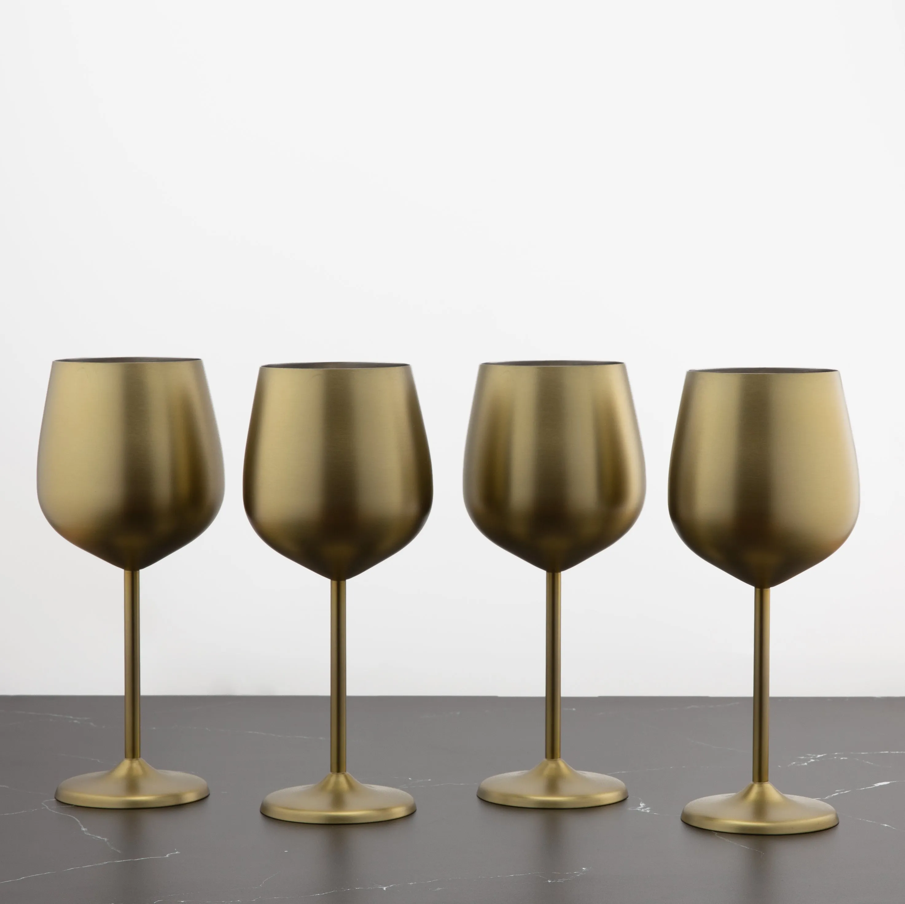 18 Oz Gold Stainless Wine Glasses, Set of 4