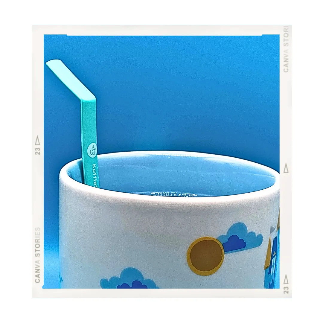 2-Pack of Mint KoffieStraws:  Mint 10"   Mint 8" with stainless steel cleaning brush in home compostable packaging