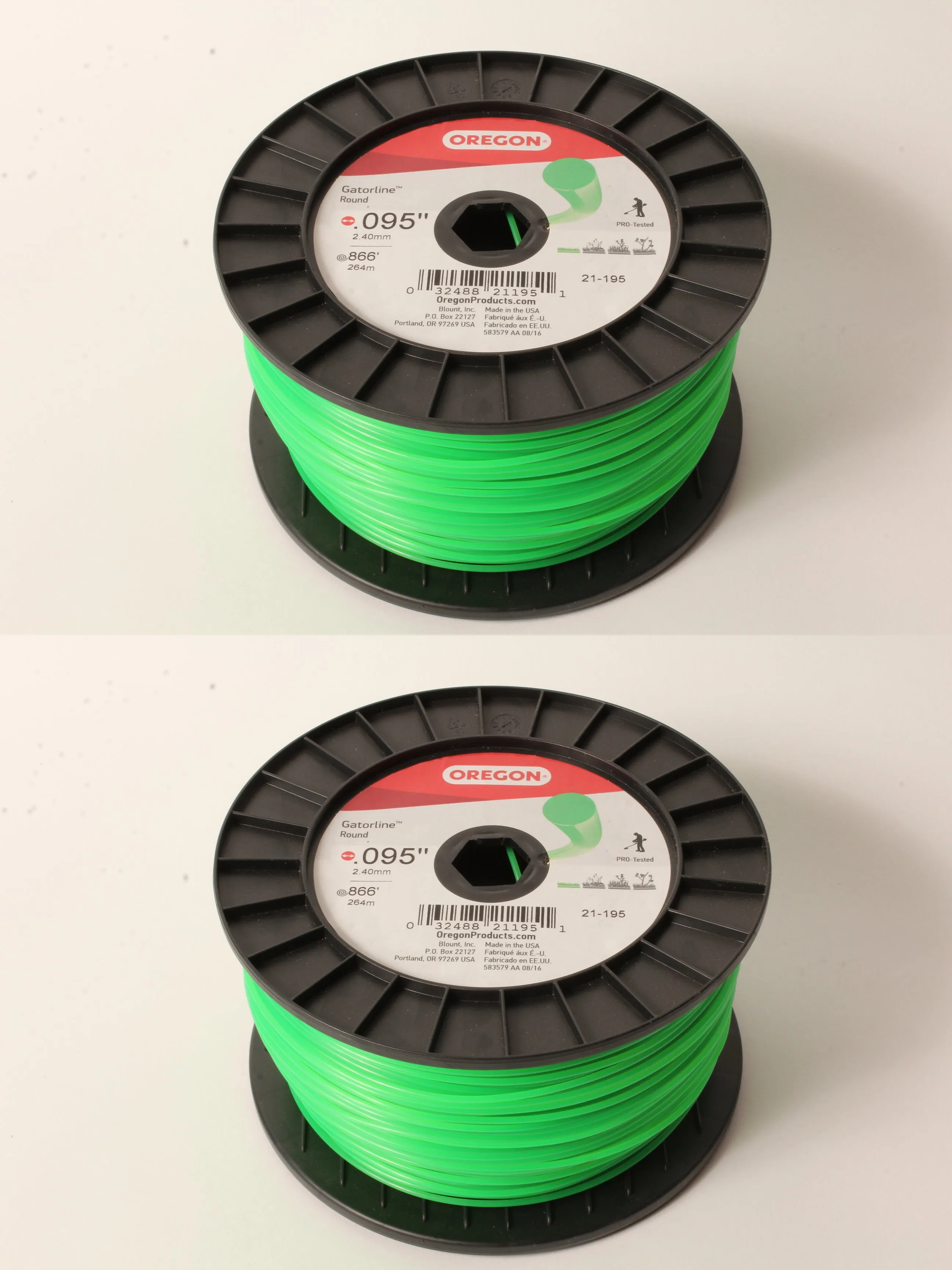 2 PK Oregon 21-195 Round Gatorline Trimmer Line .095" 3Lb Spool Nylon Co-polymer