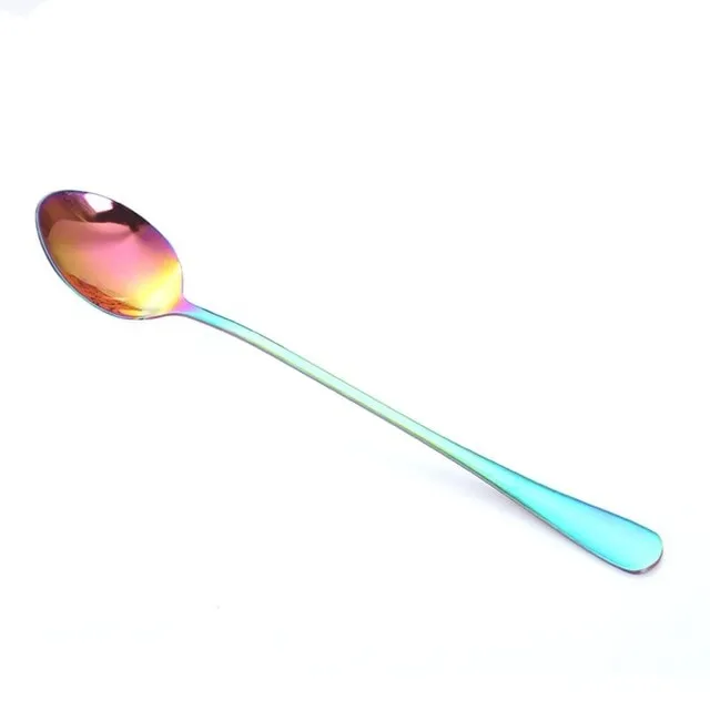 2020 New Vacuum Plating Stainless Steel Coffee Spoon Long Handle Tea Spoons Kitchen Hot Drinking Flatware Drop Shipping