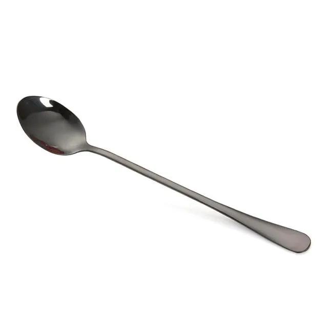 2020 New Vacuum Plating Stainless Steel Coffee Spoon Long Handle Tea Spoons Kitchen Hot Drinking Flatware Drop Shipping