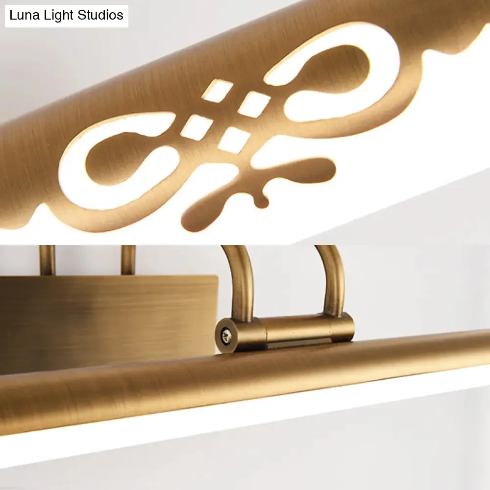 20.5"/25.5"/28" LED Bronze/Brass Vanity Light Fixture - Classic Metal Linear Sconce Lamp in White/Warm Light