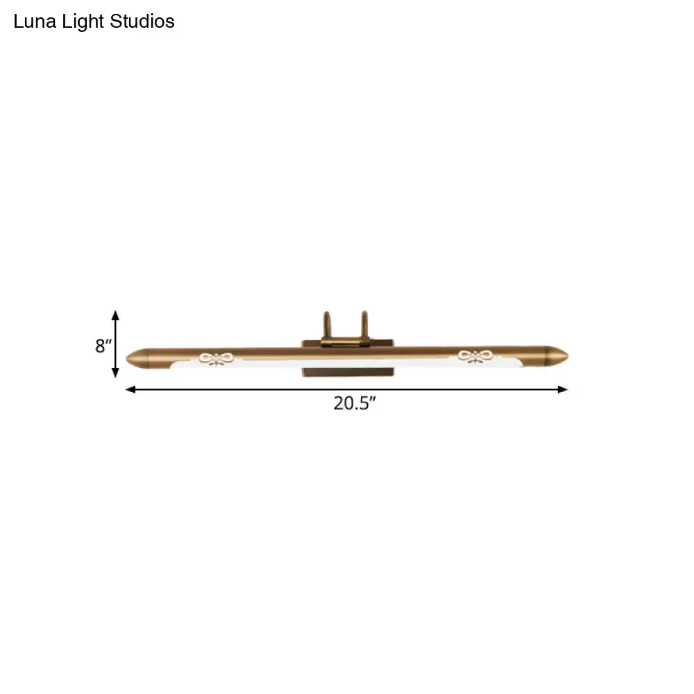 20.5"/25.5"/28" LED Bronze/Brass Vanity Light Fixture - Classic Metal Linear Sconce Lamp in White/Warm Light