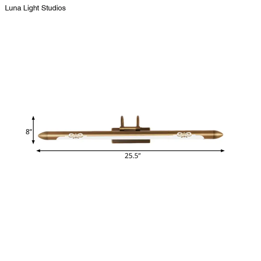 20.5"/25.5"/28" LED Bronze/Brass Vanity Light Fixture - Classic Metal Linear Sconce Lamp in White/Warm Light