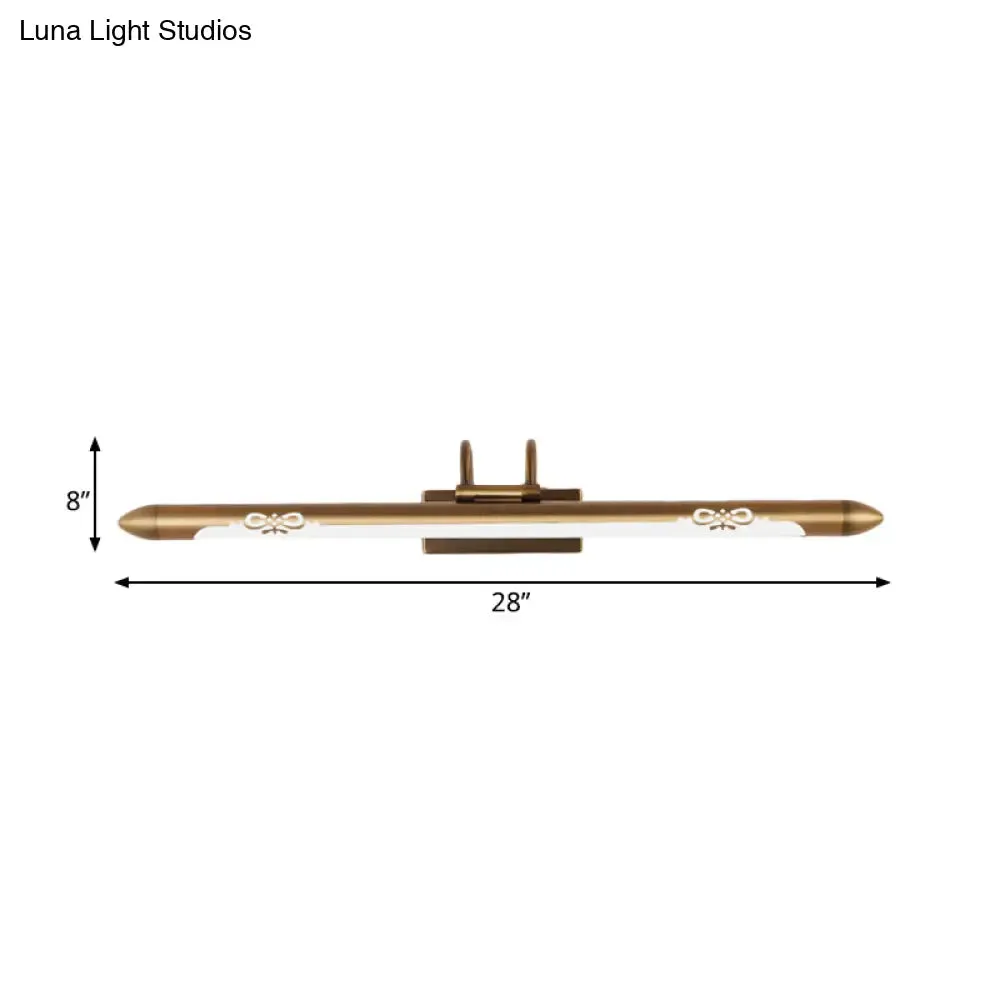 20.5"/25.5"/28" LED Bronze/Brass Vanity Light Fixture - Classic Metal Linear Sconce Lamp in White/Warm Light