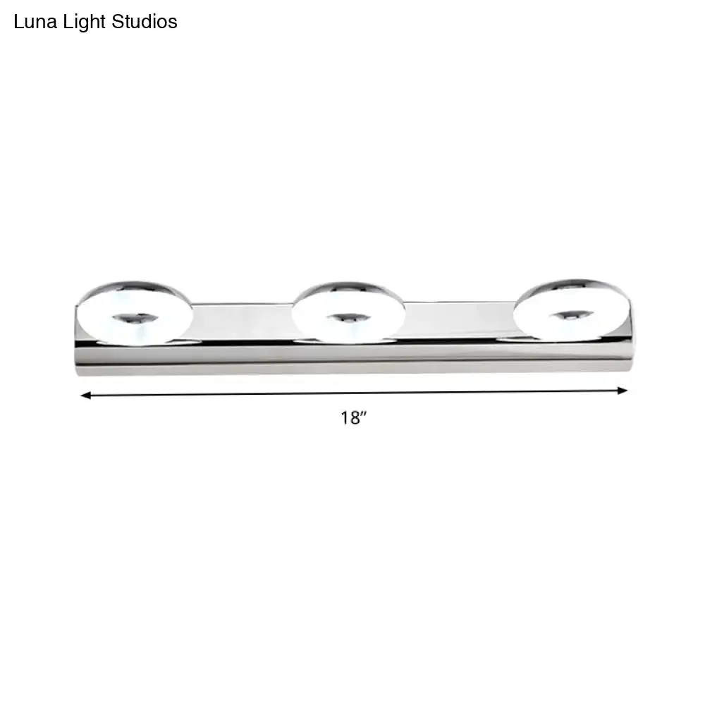 2/3 Head Bathroom Wall Vanity Light with Acrylic Shade - Silver Finish, Warm/White Lighting