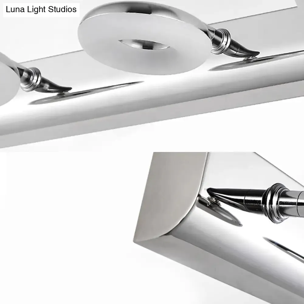 2/3 Head Bathroom Wall Vanity Light with Acrylic Shade - Silver Finish, Warm/White Lighting