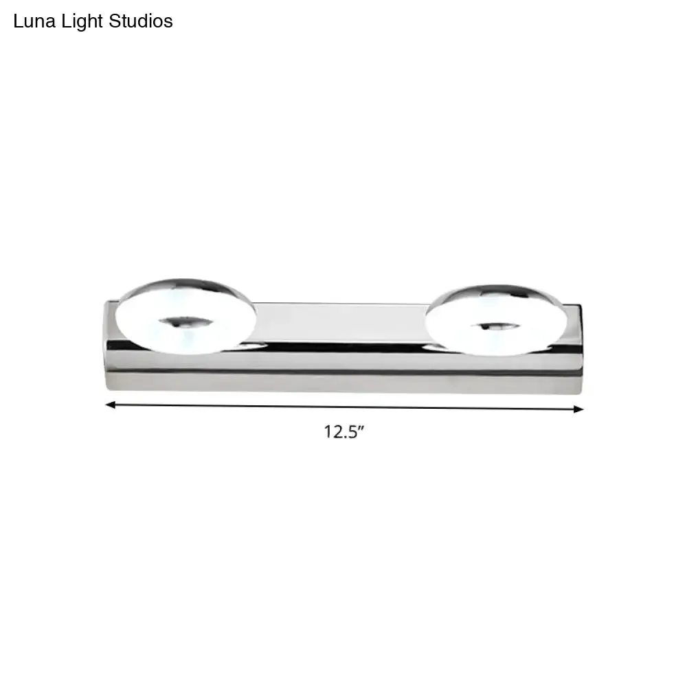 2/3 Head Bathroom Wall Vanity Light with Acrylic Shade - Silver Finish, Warm/White Lighting