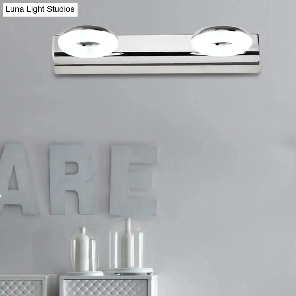 2/3 Head Bathroom Wall Vanity Light with Acrylic Shade - Silver Finish, Warm/White Lighting