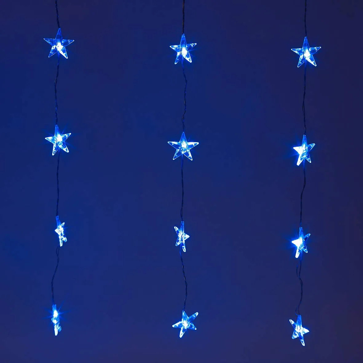 24 LED Star Curtain Lights, Indoor and Outdoor ~ Brilliant Blue