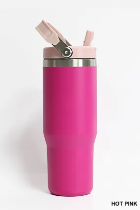 30OZ STAINLESS STEEL FLIP STRAW TUMBLER