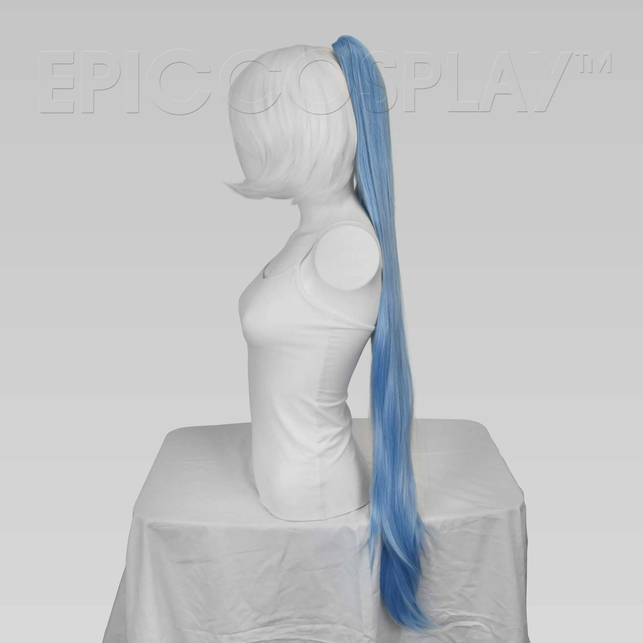 35" Ice Blue Straight Ponytail Clipon