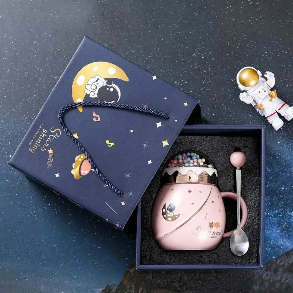 3D Cartoon Space Theme Mug with Lid