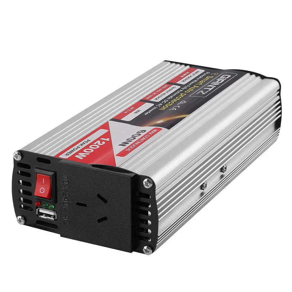 600W/1200W Power Inverter, USB, Pure Sine Wave - Giantz