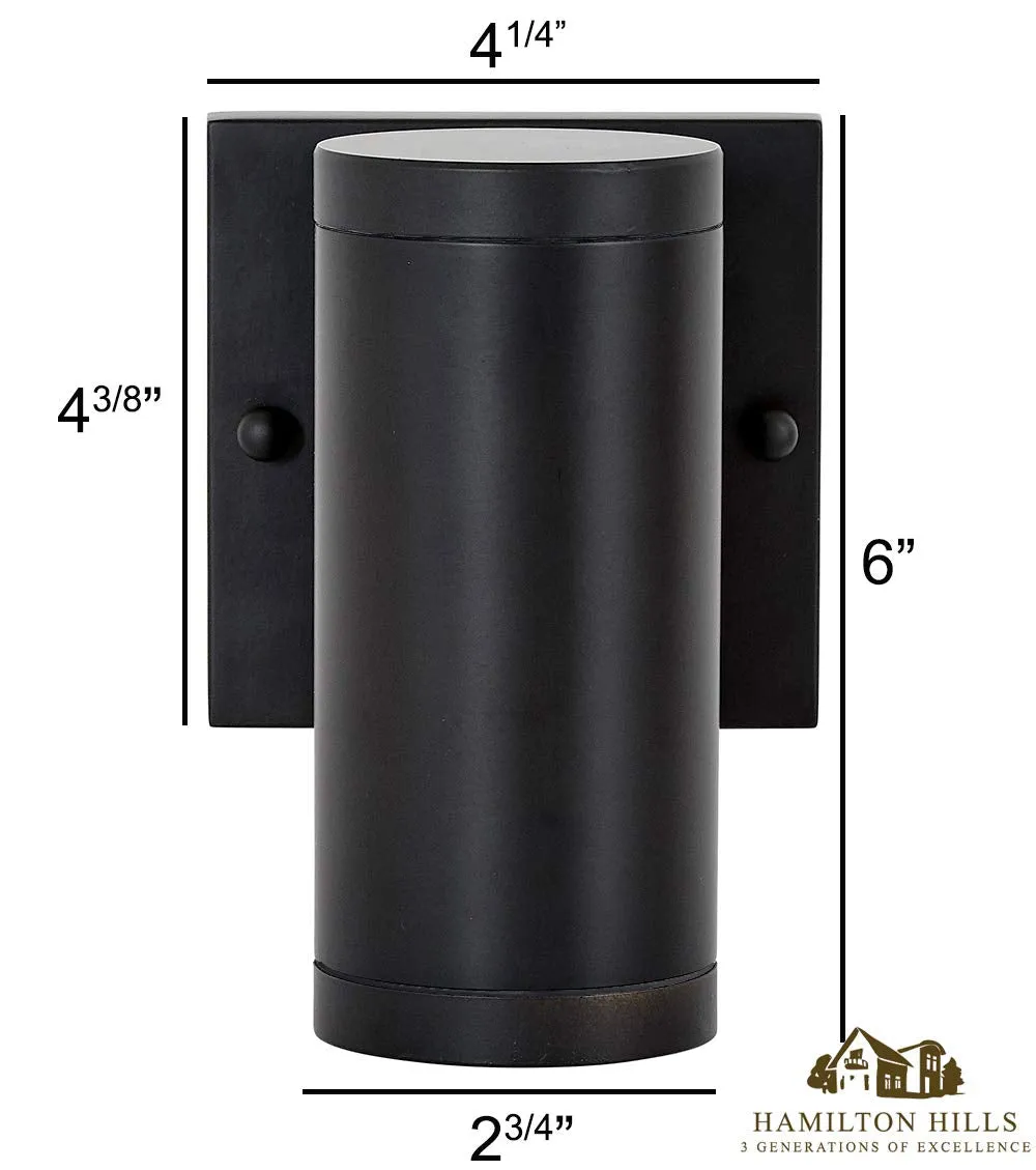 6" Up Or Downward Black Mini Outdoor Cylinder Led Wall Light Exterior Outside Lighting