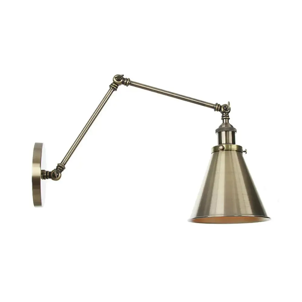 6"/8" L 2-Joint Swing Arm Wall Light Industrial Lamp w/ Cone Shade - Bronze/Copper