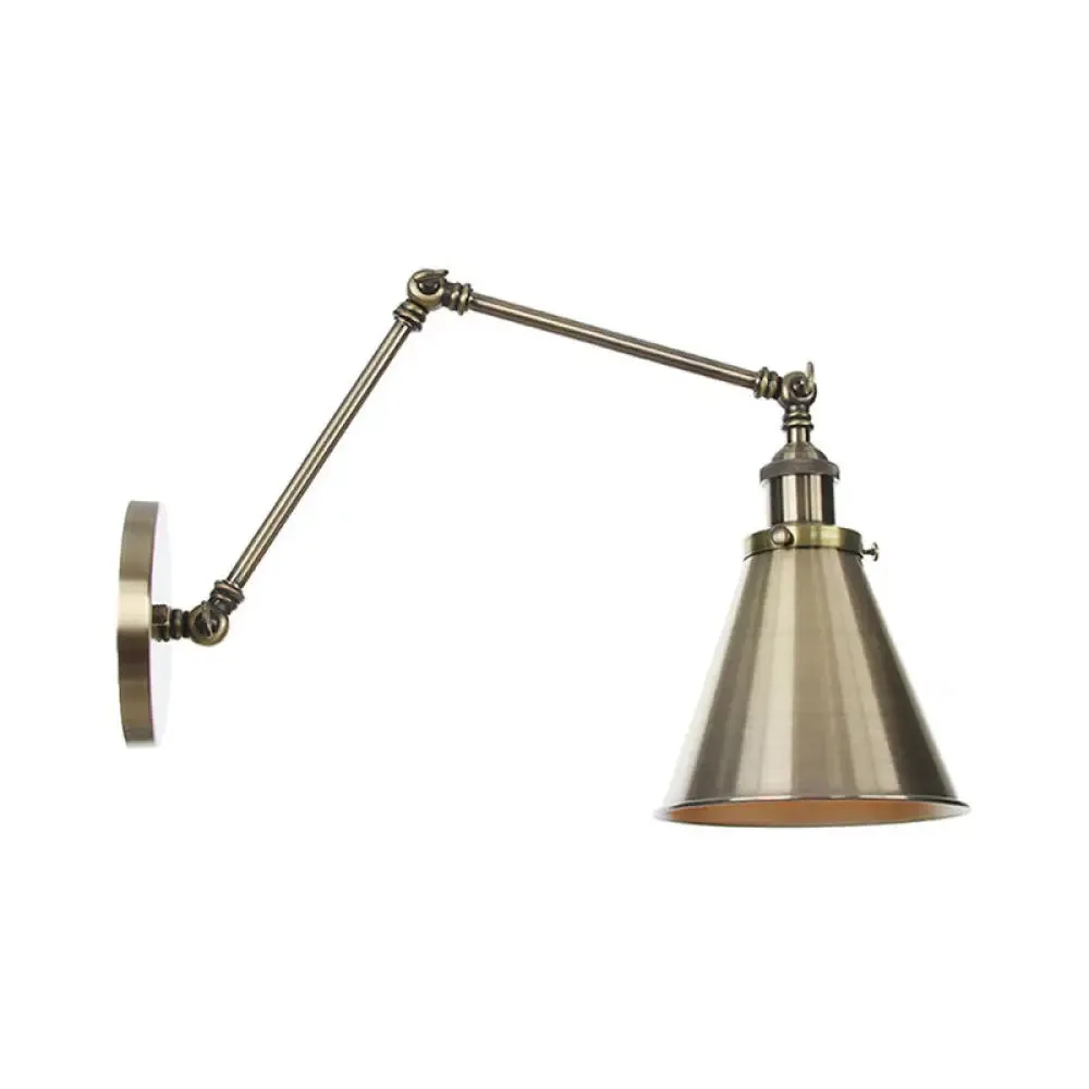 6"/8" L 2-Joint Swing Arm Wall Light Industrial Lamp w/ Cone Shade - Bronze/Copper