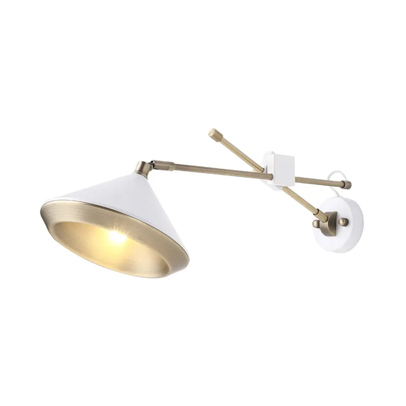 Adjustable Metal Sconce: Modern Wall Light with Flared Design and 1-Bulb Capacity in White/Black