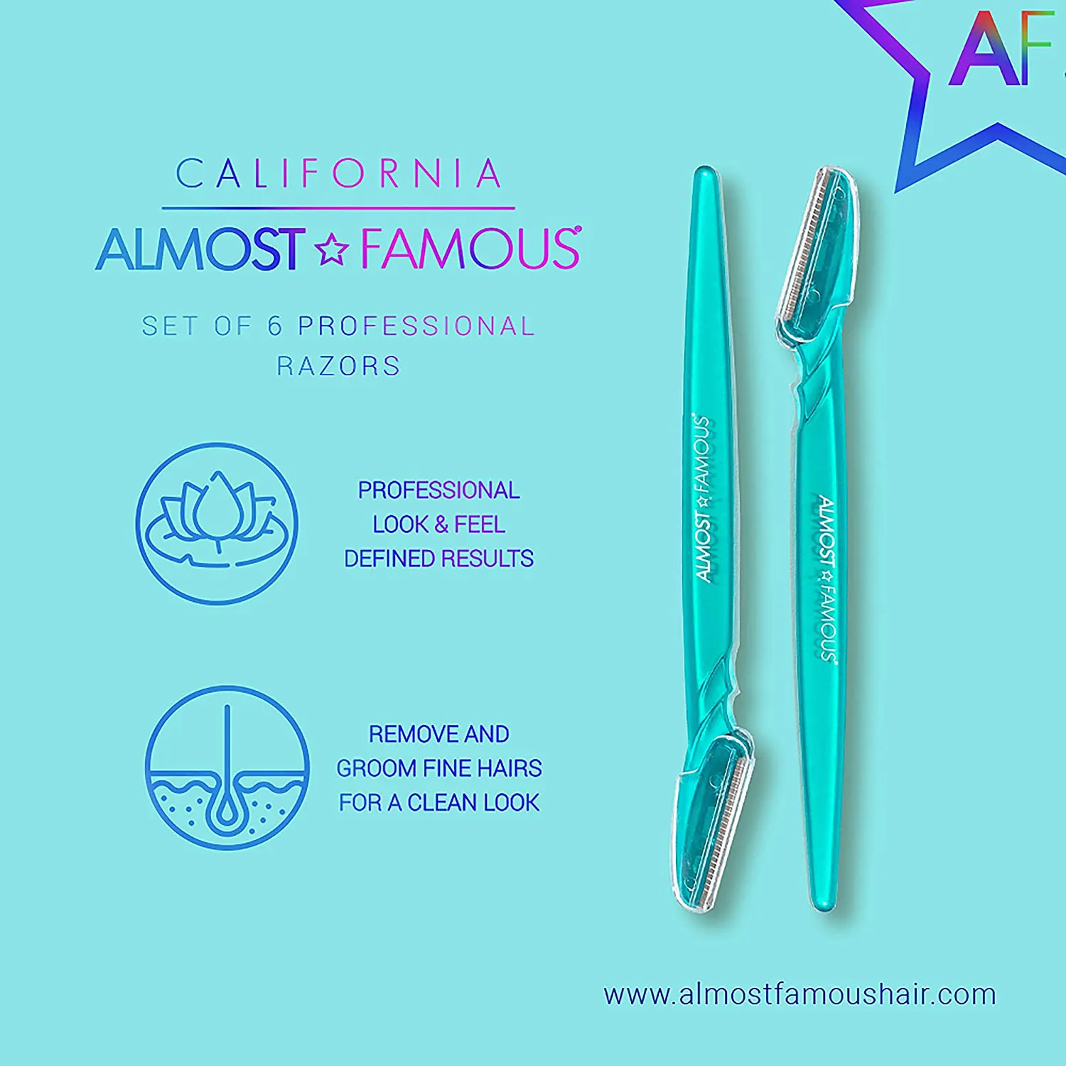 Almost Famous Women'S Face Exfoliator Beauty Razors for Face Hair Removal, Razor Trimmer for Eyebrow, Face, and Neck, Beauty Groomers - Purple