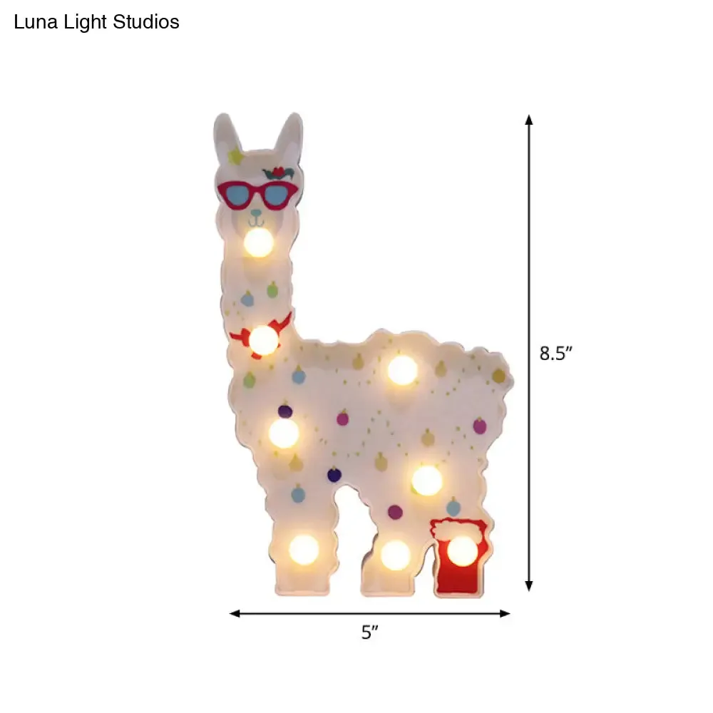 Alpaca LED Wall Night Lamp for Girls' Room - Battery Operated and Contemporary Design