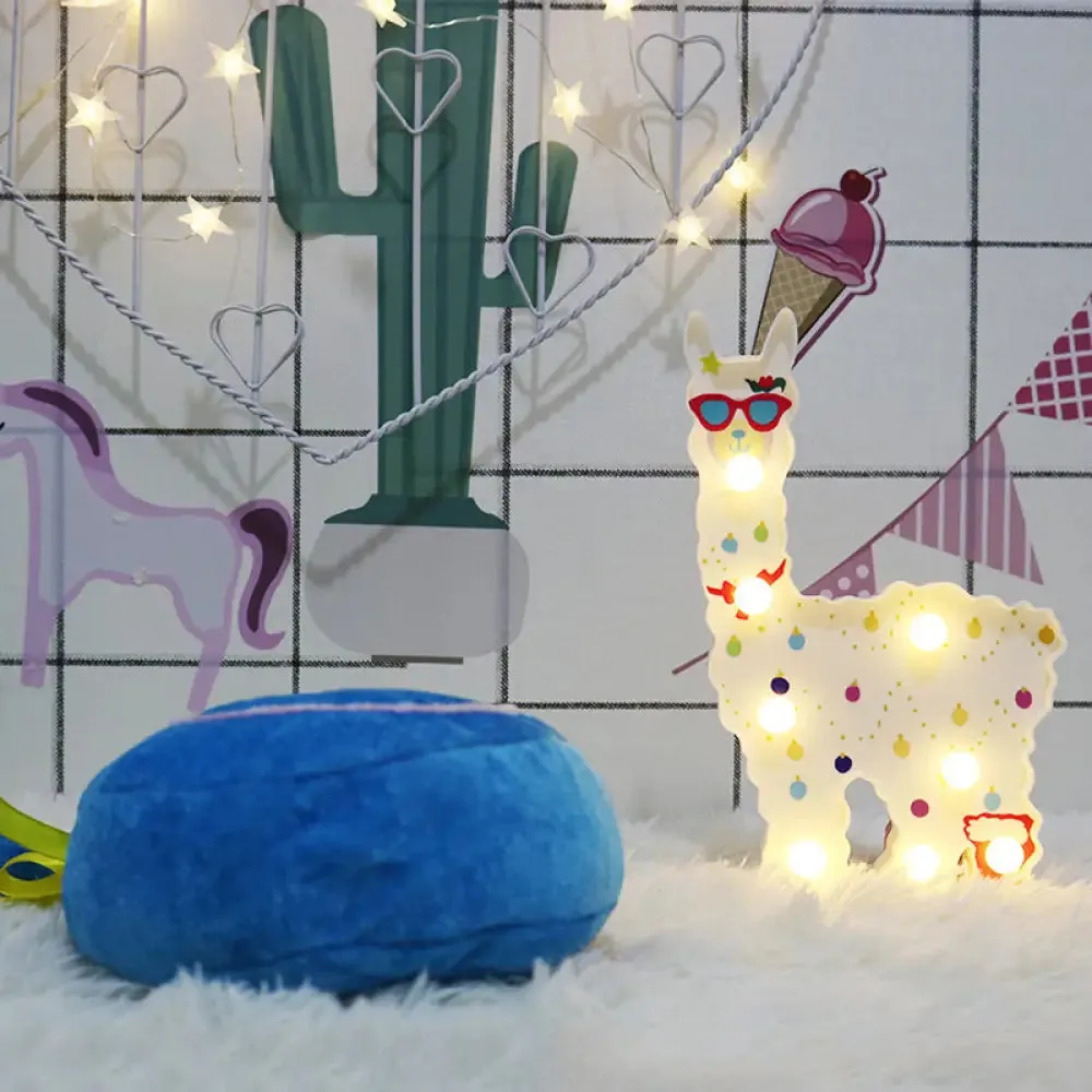 Alpaca LED Wall Night Lamp for Girls' Room - Battery Operated and Contemporary Design