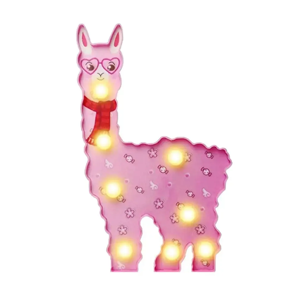 Alpaca LED Wall Night Lamp for Girls' Room - Battery Operated and Contemporary Design