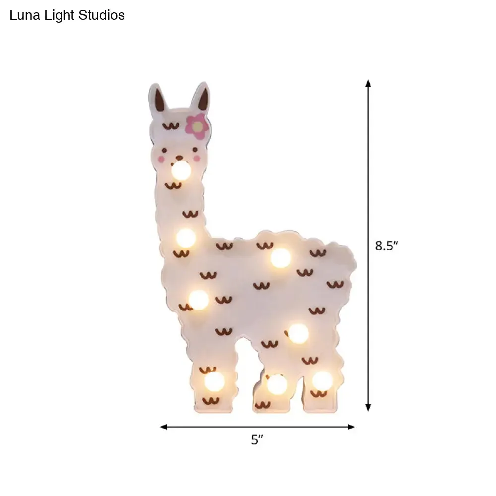 Alpaca LED Wall Night Lamp for Girls' Room - Battery Operated and Contemporary Design