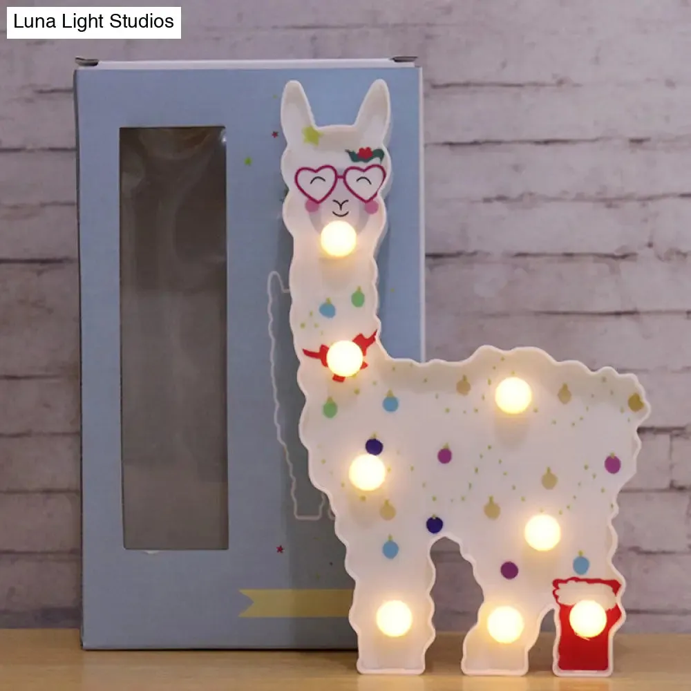 Alpaca LED Wall Night Lamp for Girls' Room - Battery Operated and Contemporary Design