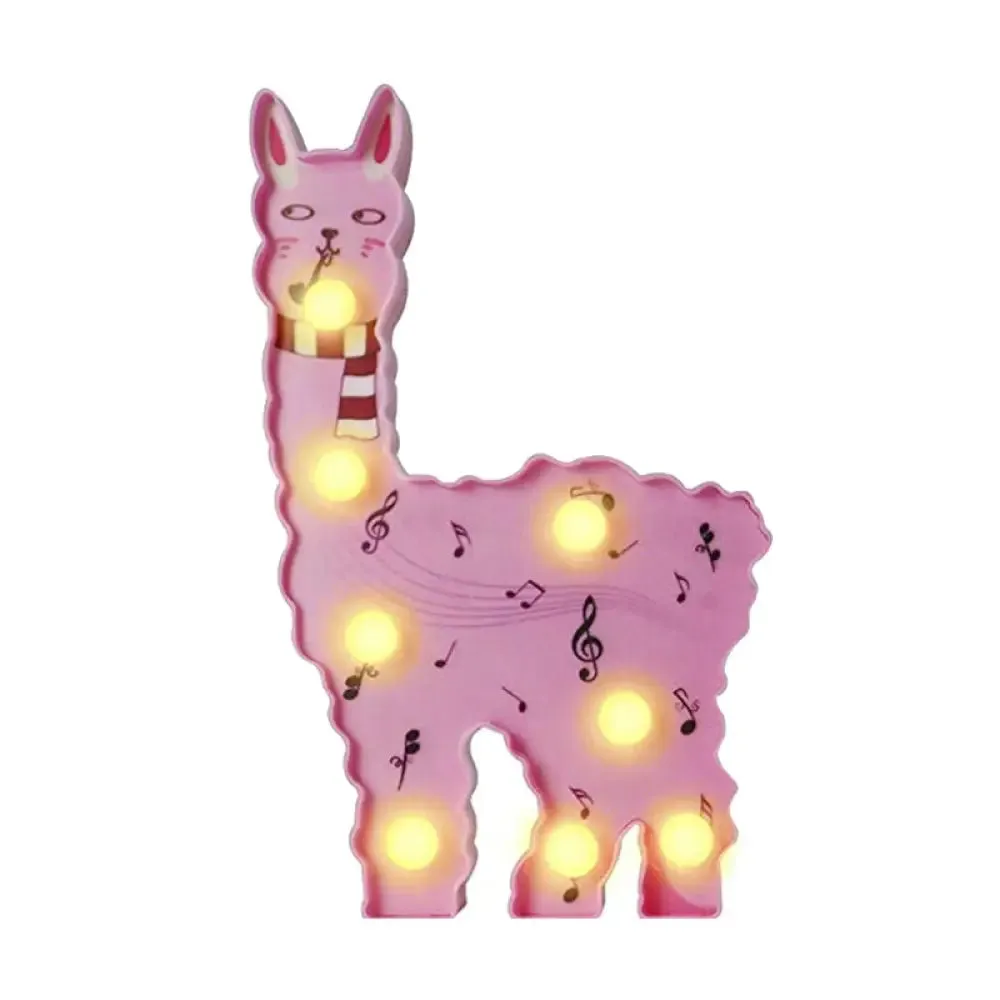 Alpaca LED Wall Night Lamp for Girls' Room - Battery Operated and Contemporary Design