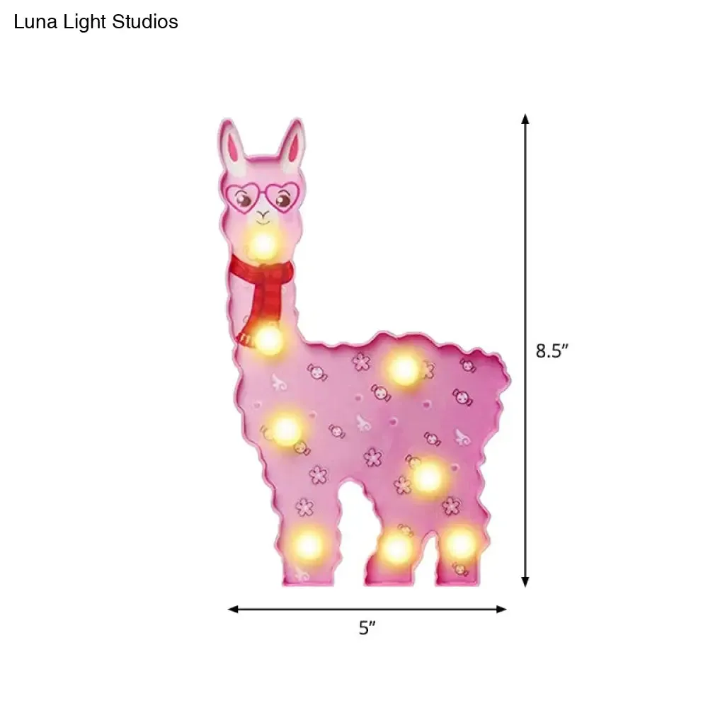 Alpaca LED Wall Night Lamp for Girls' Room - Battery Operated and Contemporary Design