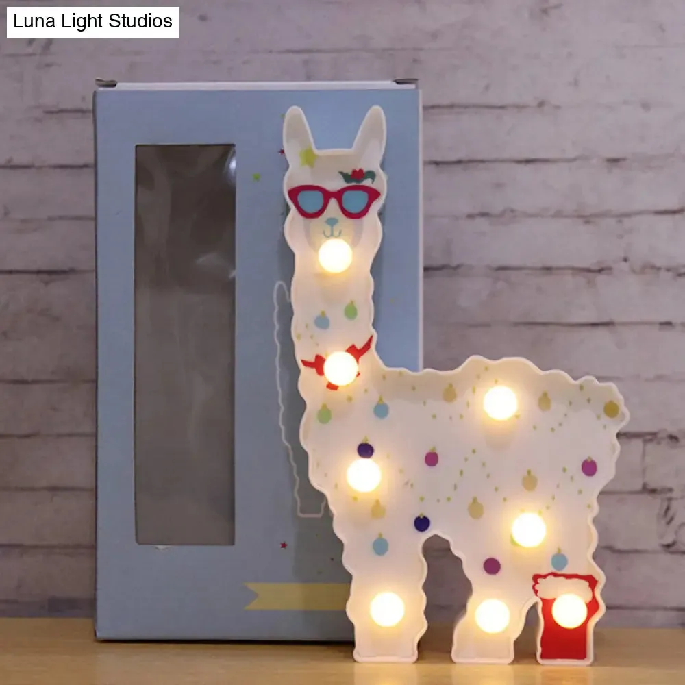 Alpaca LED Wall Night Lamp for Girls' Room - Battery Operated and Contemporary Design