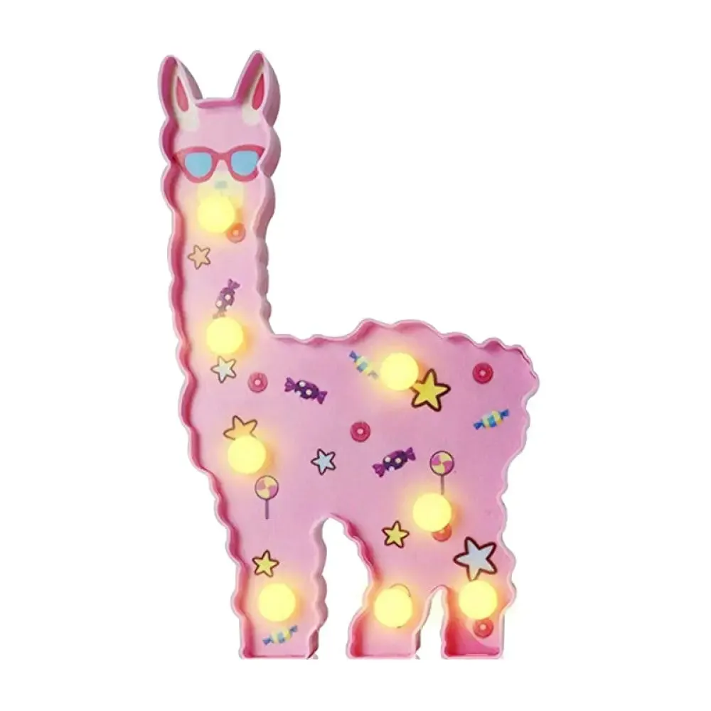 Alpaca LED Wall Night Lamp for Girls' Room - Battery Operated and Contemporary Design