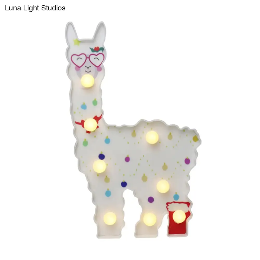 Alpaca LED Wall Night Lamp for Girls' Room - Battery Operated and Contemporary Design