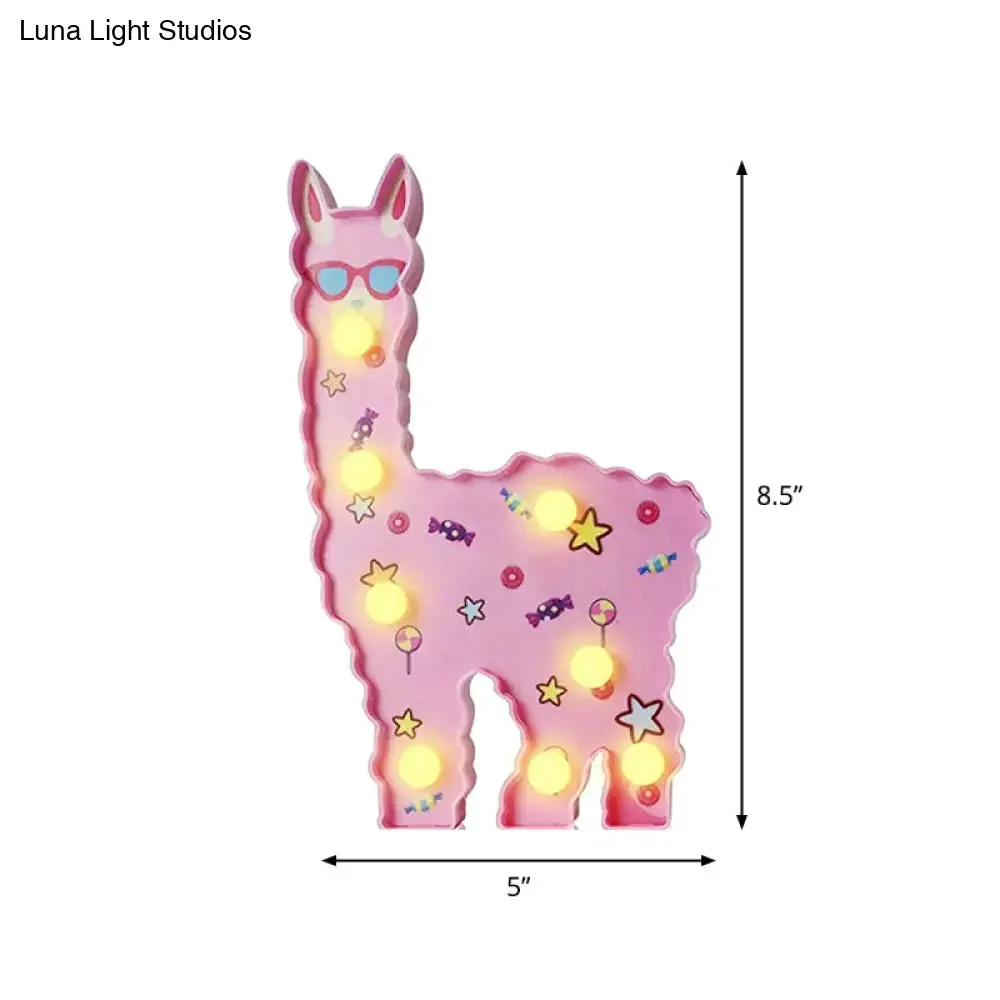 Alpaca LED Wall Night Lamp for Girls' Room - Battery Operated and Contemporary Design