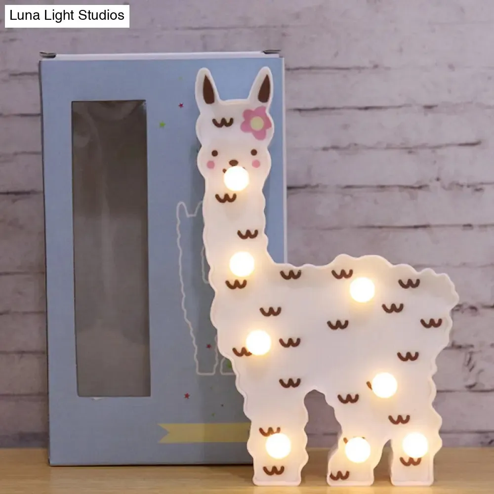 Alpaca LED Wall Night Lamp for Girls' Room - Battery Operated and Contemporary Design