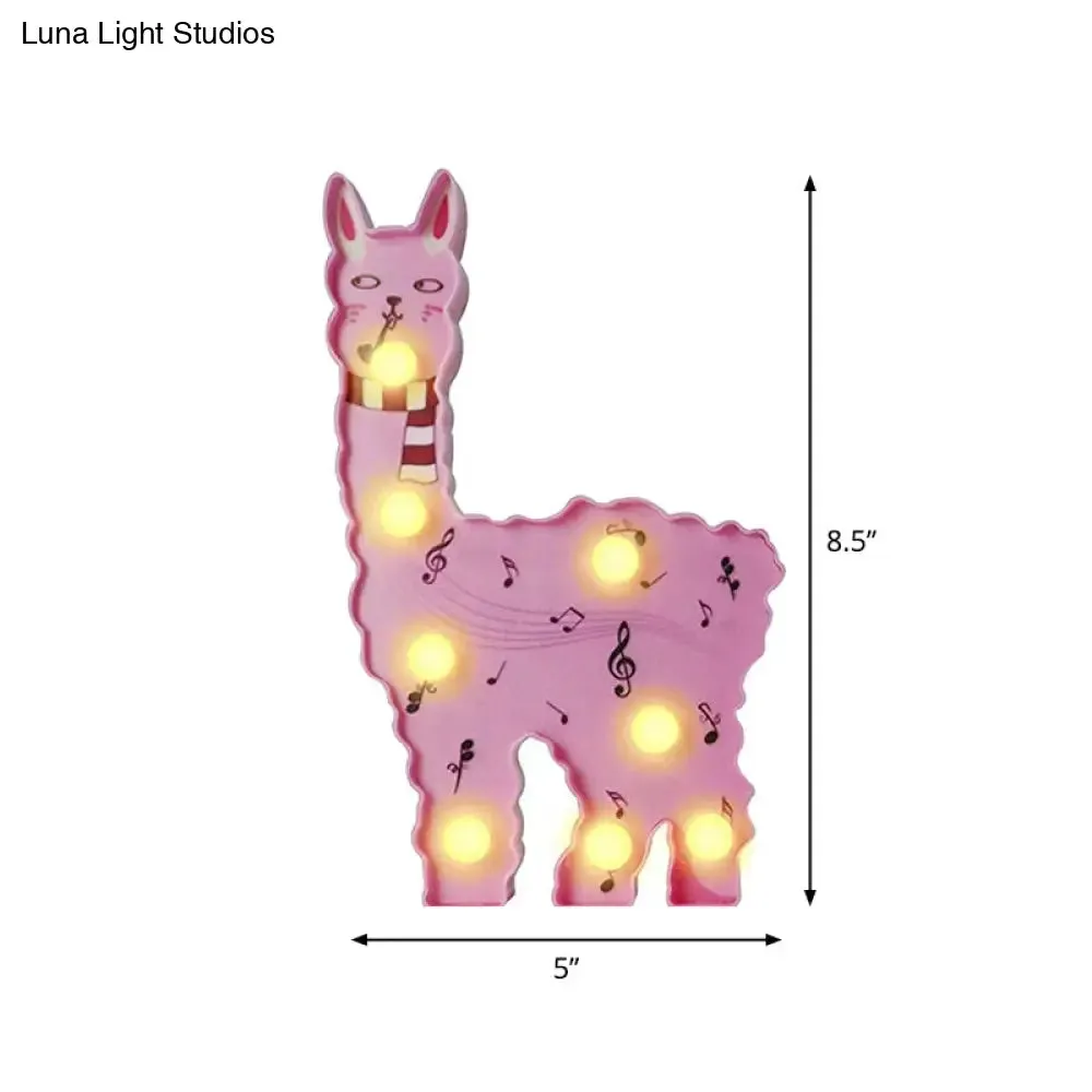 Alpaca LED Wall Night Lamp for Girls' Room - Battery Operated and Contemporary Design