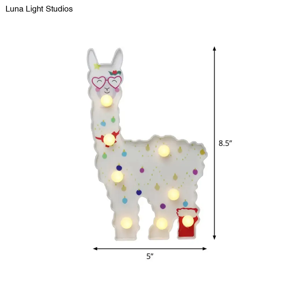 Alpaca LED Wall Night Lamp for Girls' Room - Battery Operated and Contemporary Design