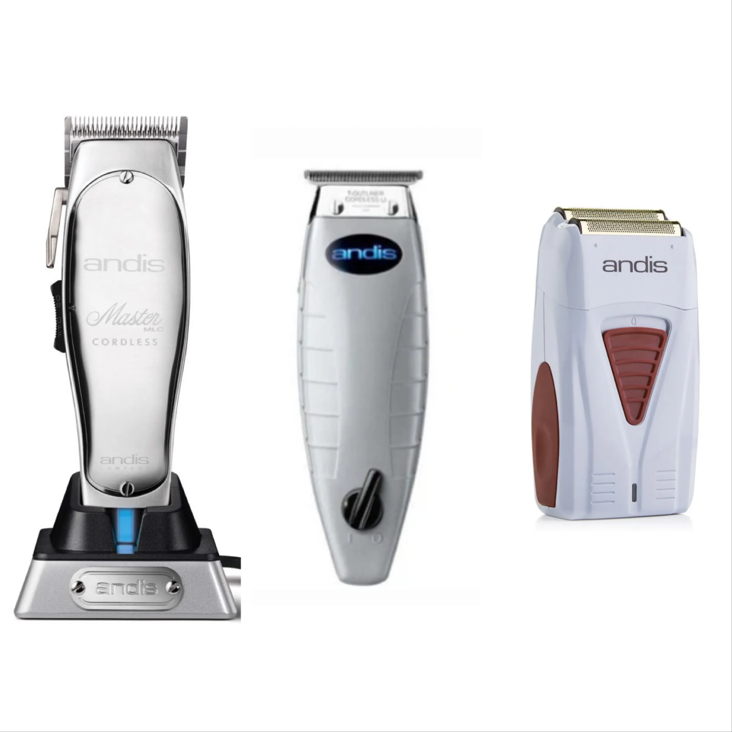 Andis 3pc Cordless Combo – Cordless Master, Cordless T-Outliner, Cordless Foil Shaver