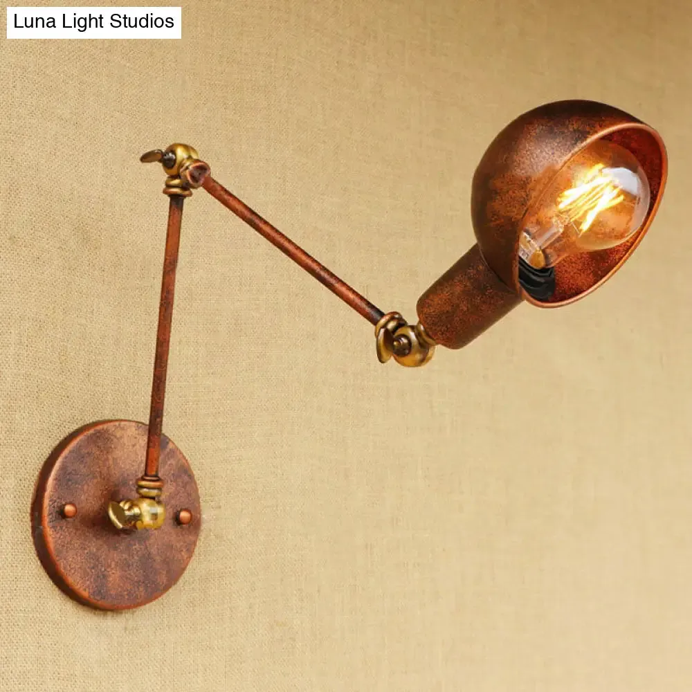 Antique Style Rust Domed Wall Light with Swing Arm - Ideal for Reading and Living Room Décor