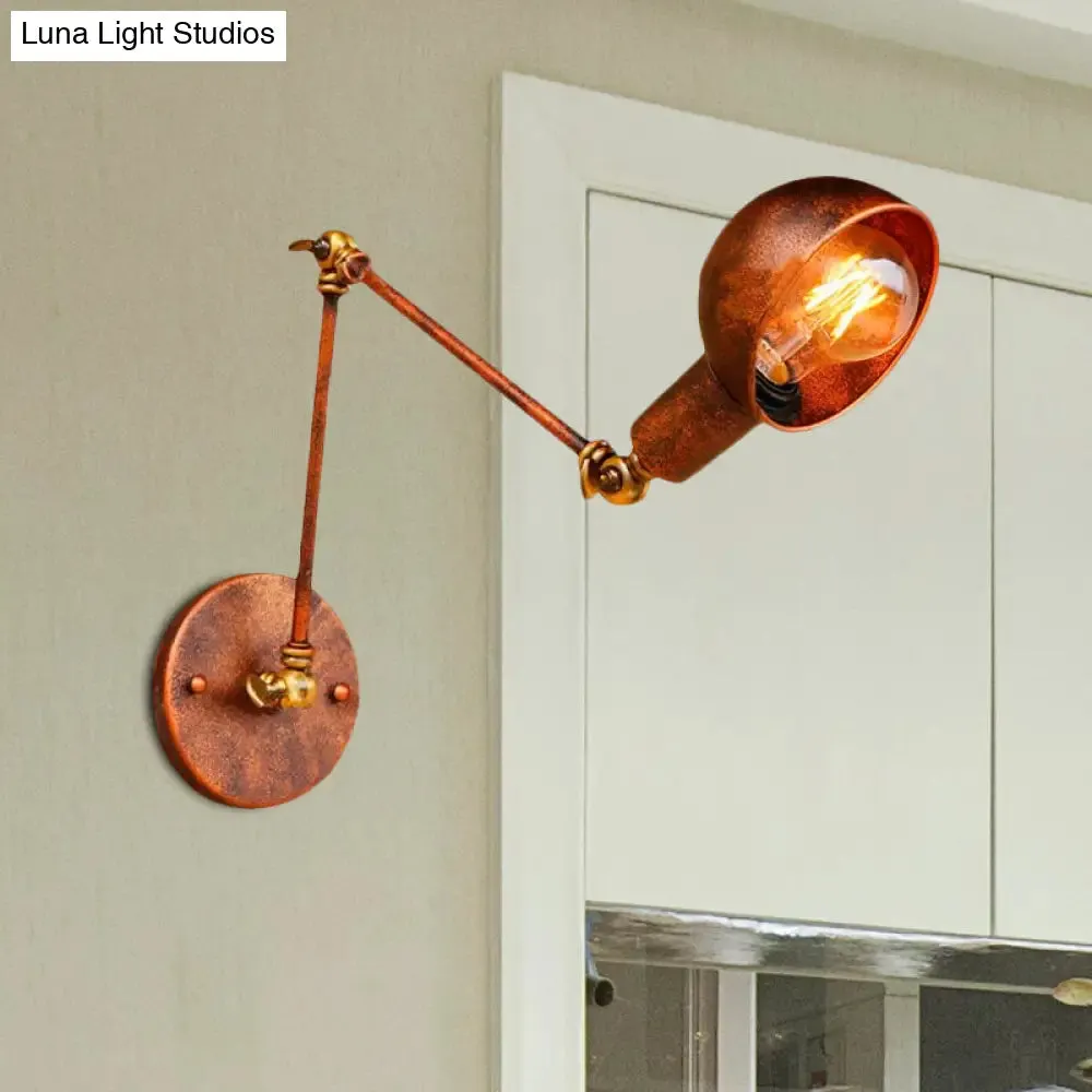 Antique Style Rust Domed Wall Light with Swing Arm - Ideal for Reading and Living Room Décor