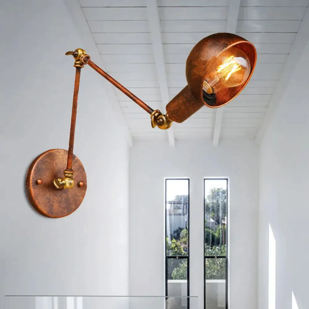 Antique Style Rust Domed Wall Light with Swing Arm - Ideal for Reading and Living Room Décor