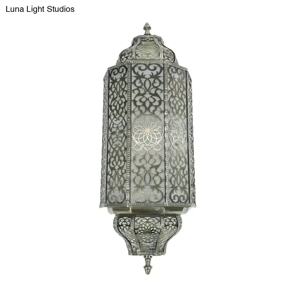 Antiqued 4-Head White Glass Sconce: Restaurant Wall Flush Mount Light