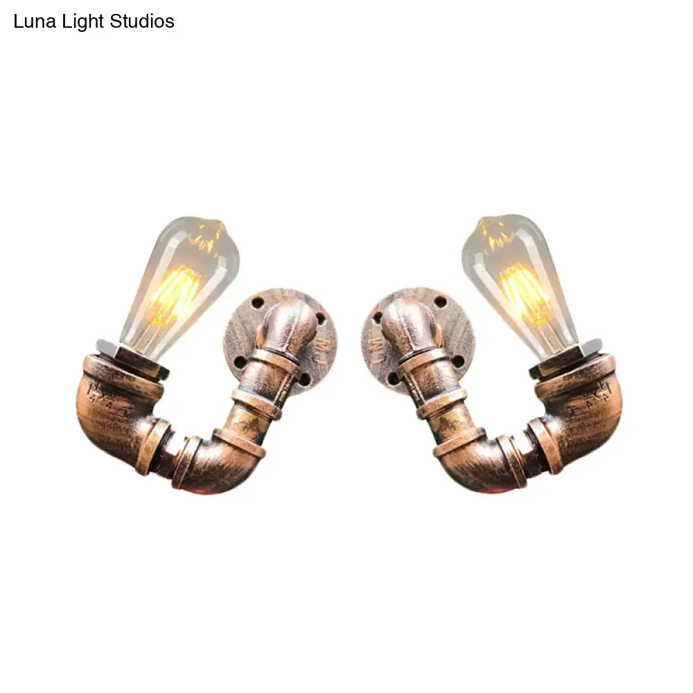 Antiqued Black/Rust/Gold Double Arm Sconce - 2-Light Metallic Wall Lamp for Restaurants