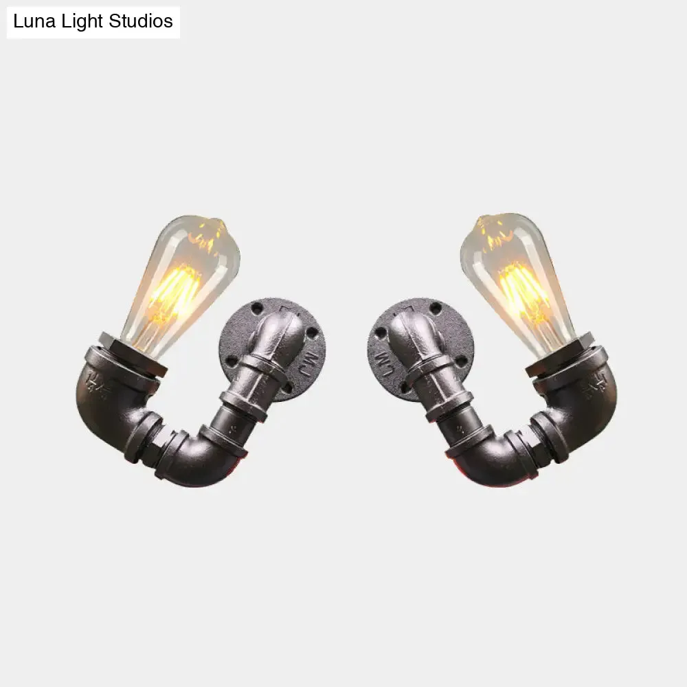 Antiqued Black/Rust/Gold Double Arm Sconce - 2-Light Metallic Wall Lamp for Restaurants