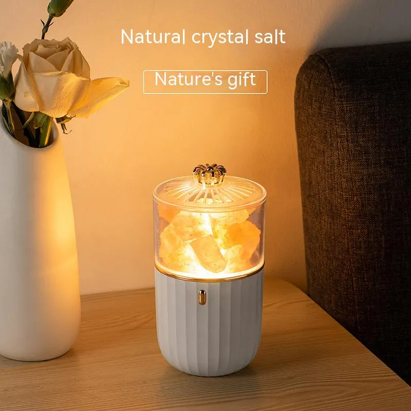 Anyhouz Luxury Lamp Himalayan Salt Pink Vase Aromatherapy Home Decor Wireless Rechargeable Table Accents for Bedroom Hotel Living Room