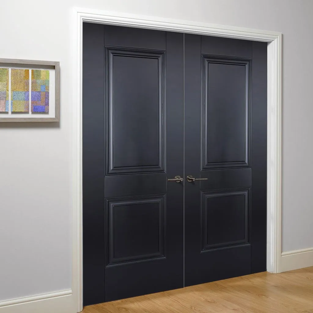 Arnhem 2 Panel Black Primed Fire Internal Door Pair - 1/2 Hour Fire Rated