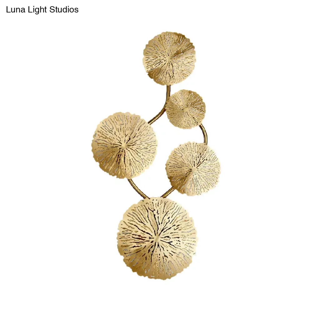 Art Deco Gold Finish Lotus Leaf Wall Lamp - Stainless Steel Flush Wall Sconce